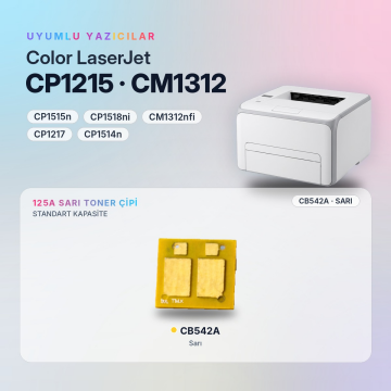 Hp 125A CB542A / Color LaserJet CP1215 / CP1515 / CM1312 Sarı Çip