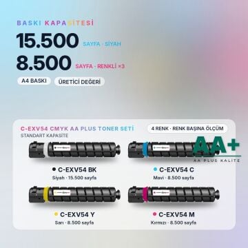Canon C-EXV54 CMYK Muadil Toner Seti AA Plus / iR C3025i / C3125i / C3226i