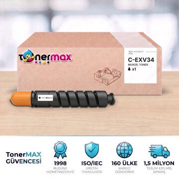 Canon C-EXV34 Siyah Muadil Toner - Çipli / iR-ADV C2020 / C2025 / C2030 / C2220 / C2225 / C2230