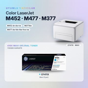 Hp 410X / CF411X Mavi Orjinal Toner / M452 / M477