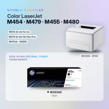 Hp 415X-W2030X Siyah Orjinal Toner / M455 / M480 / M454 / M479