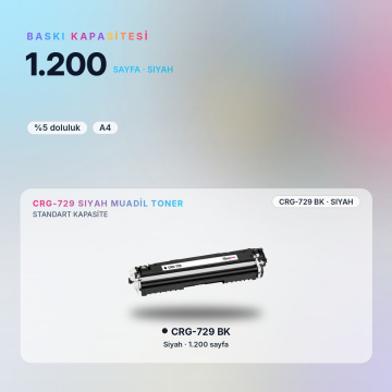 Canon CRG-729 Siyah Muadil Toner - Çipli / LBP7010C / LBP7018C