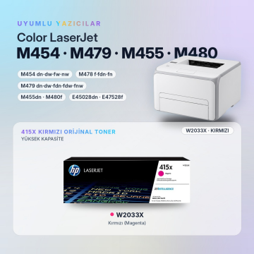Hp 415X-W2033X Kırmızı Orjinal Toner / M455 / M480 / M454 / M478 / M479