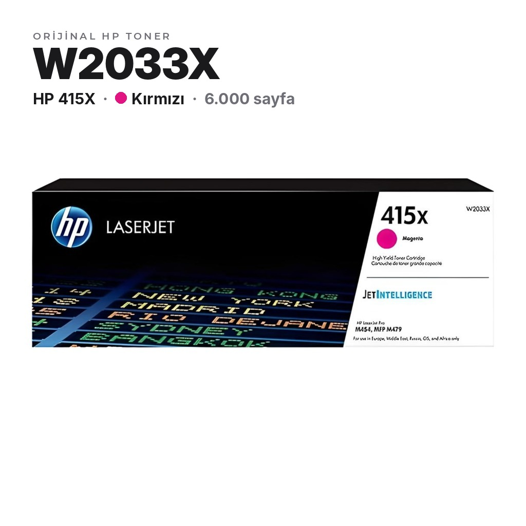 HP 415X W2033X Kırmızı orijinal toner