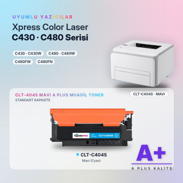 Samsung CLT-C404S Mavi Muadil Toner A Plus / Xpress C430 / C480