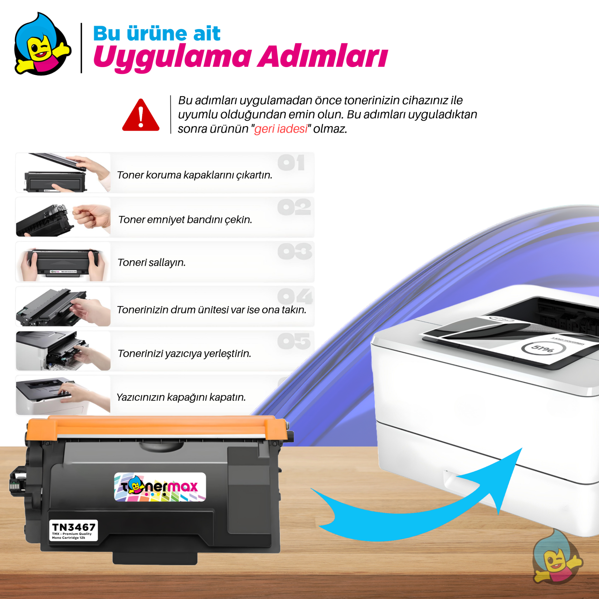Brother TN-3437 Orijinal ve Muadil Toner Kartuşu
