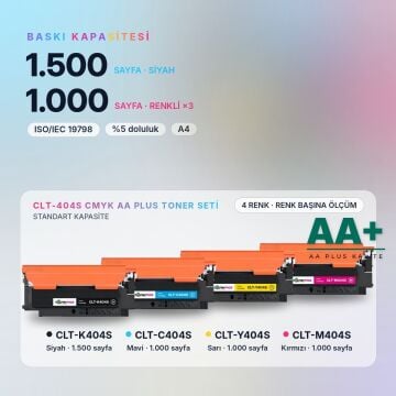Samsung CLT-404S CMYK Muadil Toner Seti AA Plus / Xpress C430 / C480 / CLT-K404S / CLT-C404S / CLT-M404S / CLT-Y404S