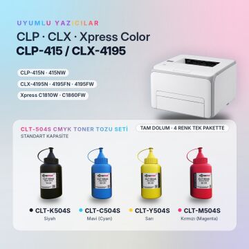 Samsung CLT-504S Toner Tozu Takım / CLP-415 / CLX-4195 / Xpress C1810 / C1860 / CLT-K504S / CLT-C504S / CLT-M504S / CLT-Y504S