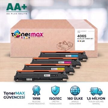 Samsung CLT-406S CMYK Muadil Toner Seti AA Plus / CLP-360 / CLX-3300 / C410 / C460 / CLT-K406S / CLT-C406S / CLT-M406S / CLT-Y406S