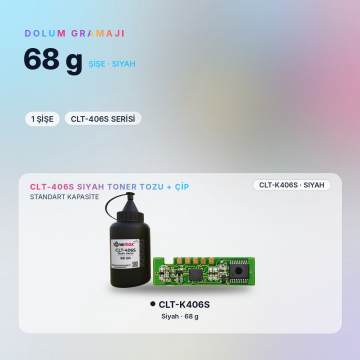 Samsung CLT-K406S Toner Tozu + Çip Siyah 68GR / CLP-360 / CLX-3300 / C410 / C460