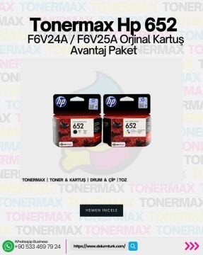 HP 652 F6V24A - F6V25A Orjinal Siyah ve Renkli Kartuş