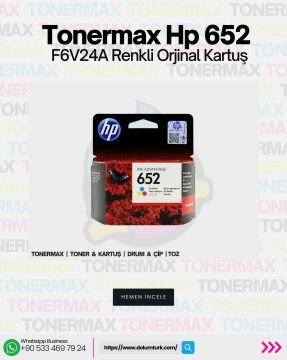 HP 652 F6V24A - F6V25A Orjinal Siyah ve Renkli Kartuş
