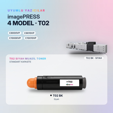 Canon T02 Siyah Muadil Toner - Çipli / imagePRESS C8000VP / C9010VP / C10000VP / C10010VP