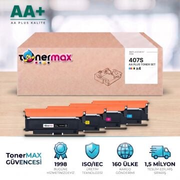 Samsung CLT-407S CMYK Muadil Toner Seti AA Plus / CLP-320 / CLP-325 / CLX-3185 / CLT-K407S / CLT-C407S / CLT-M407S / CLT-Y407S