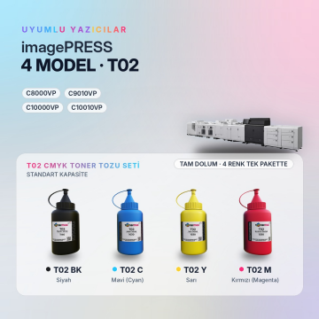 Canon T02 Toner Tozu Takım / imagePRESS C8000VP / C9010VP / C10000VP / C10010VP