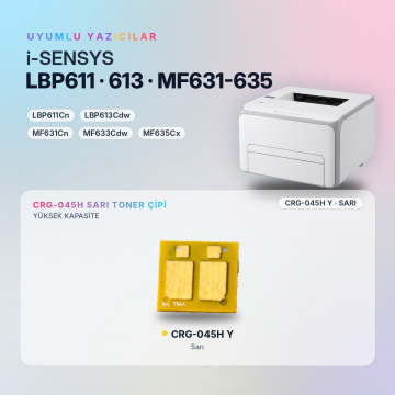 Canon CRG-045H / LBP611Cn / LBP613Cdw / MF631Cn / MF633Cdw / MF635Cx Sarı Çip