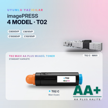Canon T02 Mavi Muadil Toner AA Plus / imagePRESS C8000VP / C9010VP / C10000VP / C10010VP