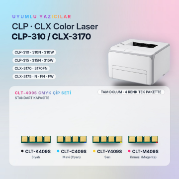 Samsung CLT-409S CMYK Toner Çipi Seti / CLP-310 / CLP-315 / CLX-3170 / CLX-3175