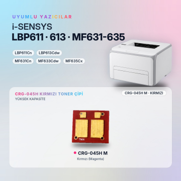 Canon CRG-045H / LBP611Cn / LBP613Cdw / MF631Cn / MF633Cdw / MF635Cx Kırmızı Çip