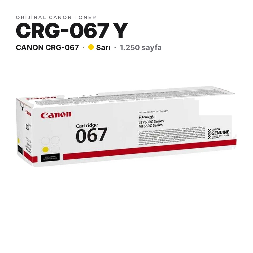 Canon CRG-067 Y Sarı orijinal toner