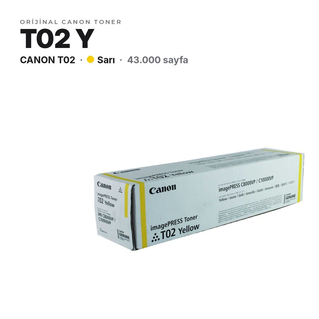 Canon T02 Y Sarı orijinal toner