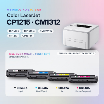 HP 125A Muadil Toner Set / CP1215 / CP1515 / CM1312 / CB540A