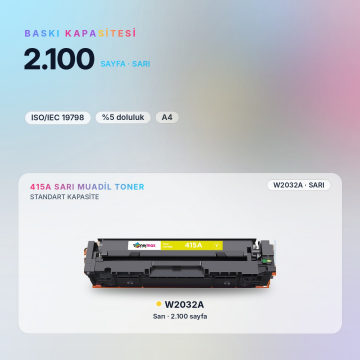 Hp 415A W2032A Muadil Toner Sarı - Çipli / M455 / M480 / M454 / M478 / M479