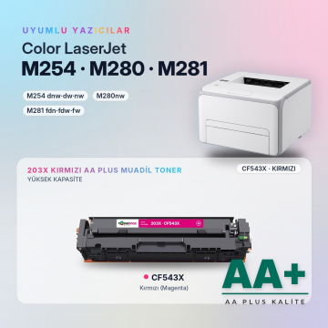 Hp 203X CF543X Kırmızı Muadil Toner AA Plus / Color LaserJet Pro M254 / M280 / M281