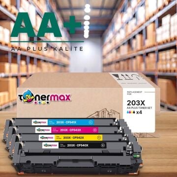 Hp 203X CMYK Muadil Toner Seti AA Plus / Color LaserJet Pro M254 / M280 / M281 / CF540X / CF541X / CF542X / CF543X