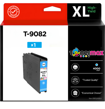 Epson T-9082 Mavi Muadil Kartuş - Yüksek Kapasiteli / Epson WorkForce Pro WF-6090DTWC/WF-6090D2TWC/WF-6590DWF/WF-6590DTWFC/WF-6590D2TWFC
