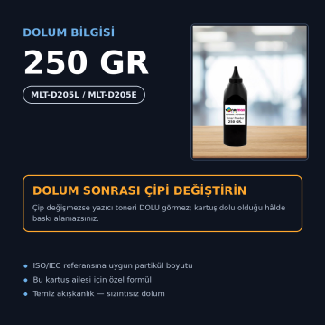 Samsung MLT-D205 Toner Tozu 250GR. / ML-3310 / ML-3312 / ML-3710 / SCX-4833 / SCX-5637 Toner Tozu