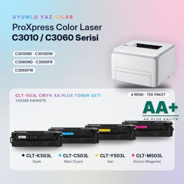 Samsung CLT-503L CMYK Muadil Toner Seti AA Plus / ProXpress C3010 / C3060 / CLT-K503L / CLT-C503L / CLT-M503L / CLT-Y503L