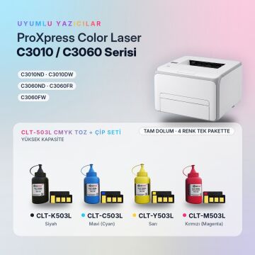 Samsung CLT-503L Toner Tozu + Çip Takım / ProXpress C3010 / C3060 / CLT-K503L / CLT-C503L / CLT-M503L / CLT-Y503L