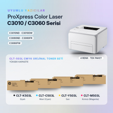 Samsung CLT-503L Orjinal Toner Set Avantaj Paket / ProXpress C3010 / C3060 / CLT-K503L / CLT-C503L / CLT-M503L / CLT-Y503L