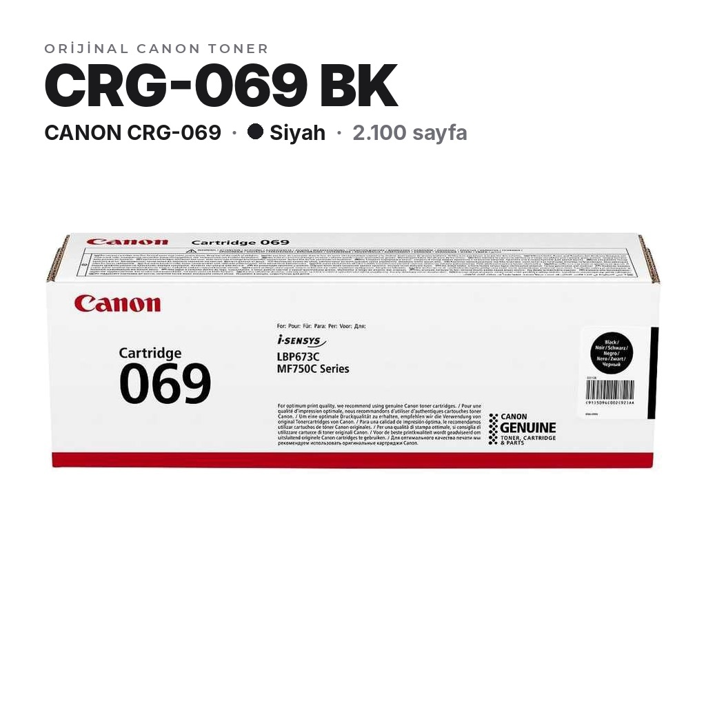 Canon CRG-069 BK Siyah orijinal toner