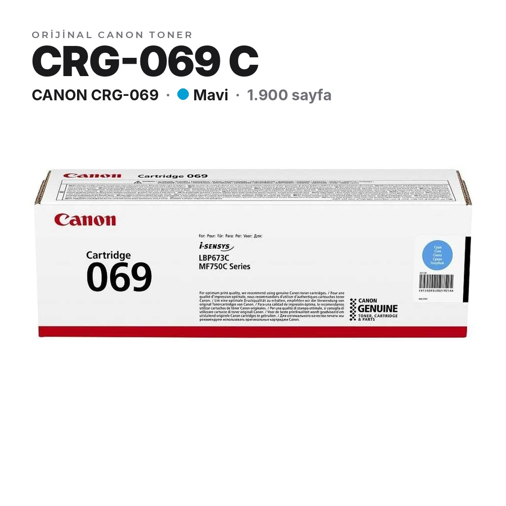 Canon CRG-069 C Mavi orijinal toner