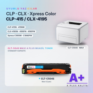 Samsung CLT-C504S Mavi Muadil Toner A Plus / CLP-415 / CLX-4195 / Xpress C1810 / C1860