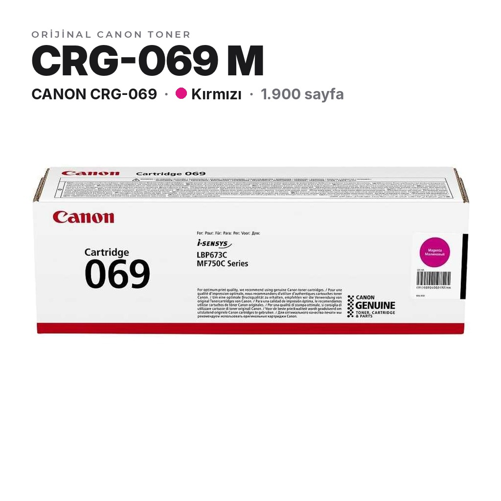 Canon CRG-069 M Kırmızı orijinal toner