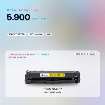 Canon CRG-055H Sarı Muadil Toner - Çipli / LBP663Cdw / LBP664Cx / MF742Cdw / MF744Cdw / MF746Cx