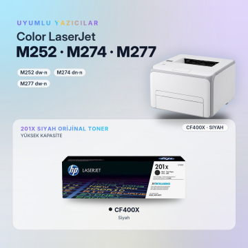 Hp 201X CF400X / Color LaserJet Pro M252 / M274 / M277 Siyah Orjinal Toner