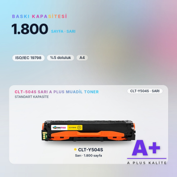 Samsung CLT-Y504S Sarı Muadil Toner A Plus / CLP-415 / CLX-4195 / Xpress C1810 / C1860