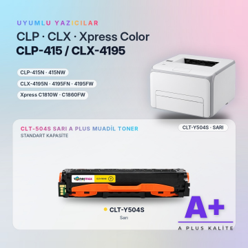 Samsung CLT-Y504S Sarı Muadil Toner A Plus / CLP-415 / CLX-4195 / Xpress C1810 / C1860