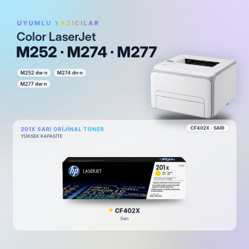 Hp 201X CF402X / Color LaserJet Pro M252 / M274 / M277 Sarı Orjinal Toner