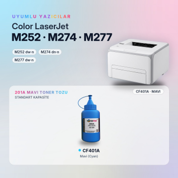 Hp 201A CF401A Toner Tozu Mavi 45GR / Color LaserJet Pro M252 / M274 / M277