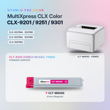 Samsung CLT-M809S Muadil Toner Kırmızı / CLX-9201 / CLX-9251 / CLX-9301