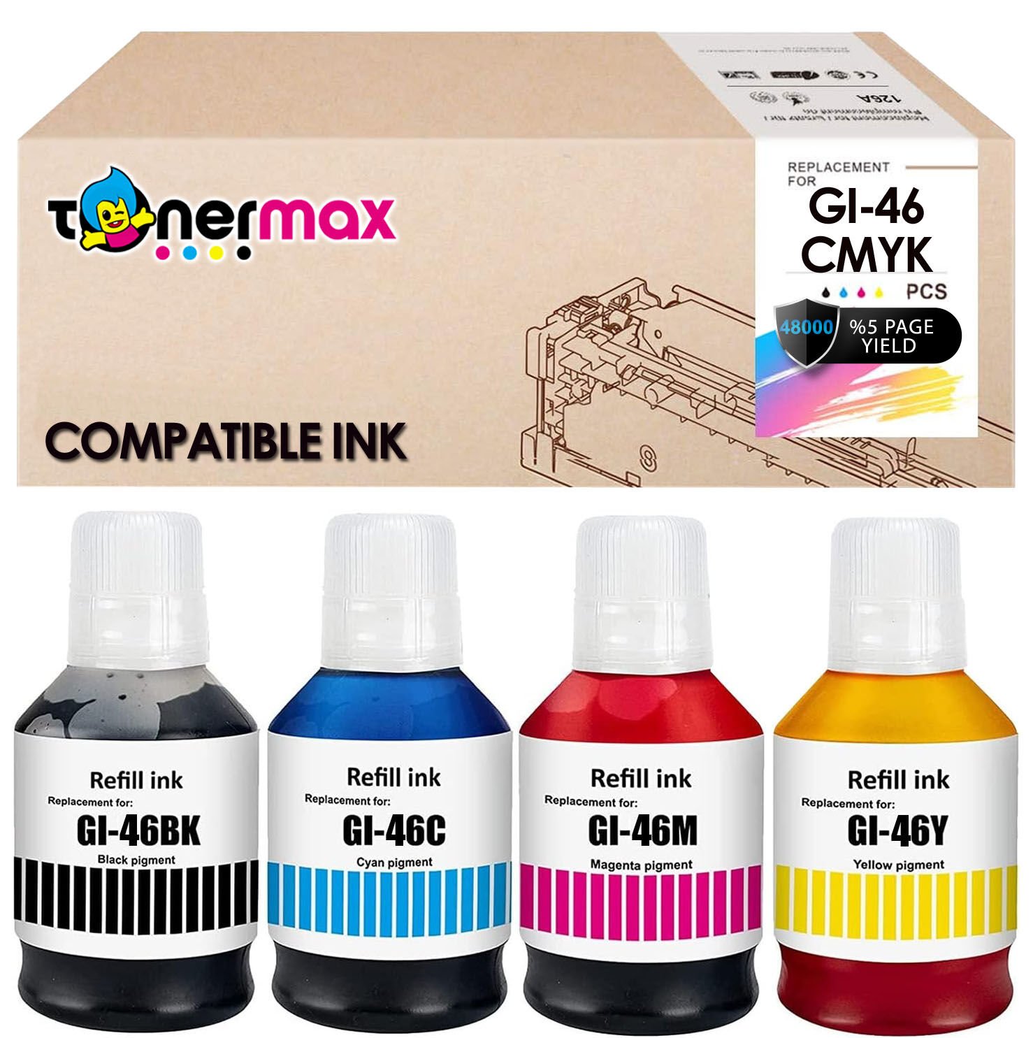 Canon GI-46 Muadil Mürekkep Takım / Canon Maxify GX4040 / GX6040 / GX6050 / GX7040 / GX7050 / GX7055