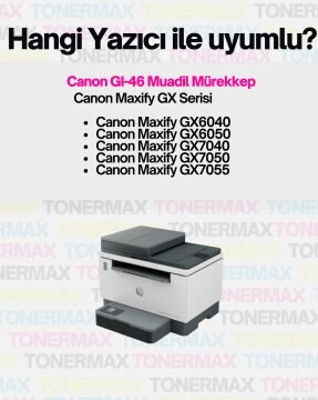 Canon GI-46 Muadil Mürekkep Siyah / Canon Maxify GX4040 / GX6040 / GX6050 / GX7040 / GX7050 / GX7055