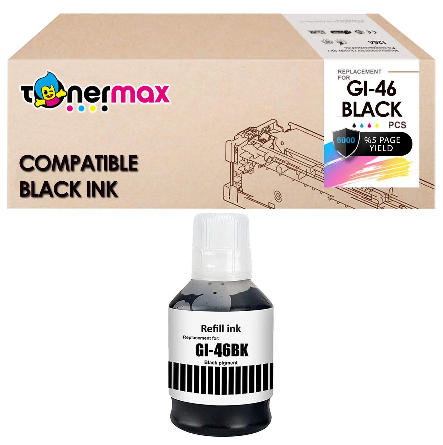 Canon GI-46 Muadil Mürekkep Siyah / Canon Maxify GX4040 / GX6040 / GX6050 / GX7040 / GX7050 / GX7055