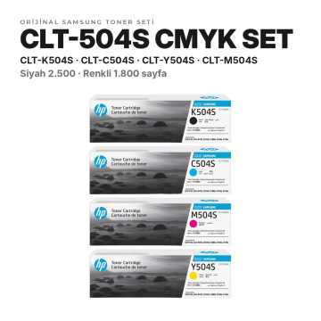 Samsung CLT-504S Orjinal Toner Set Avantaj Paket / CLP-415 / CLX-4195 / Xpress C1810 / C1860 / CLT-K504S / CLT-C504S / CLT-M504S / CLT-Y504S