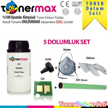 Hp CB436A / M1120 / M1522 / P1505 Toner Dolum Seti ( 5 Dolumluk )
